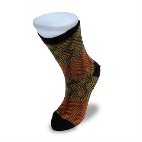Aytuğ Desenli Pamuk Kadın Soket Çorap - Bordo-Yeşil